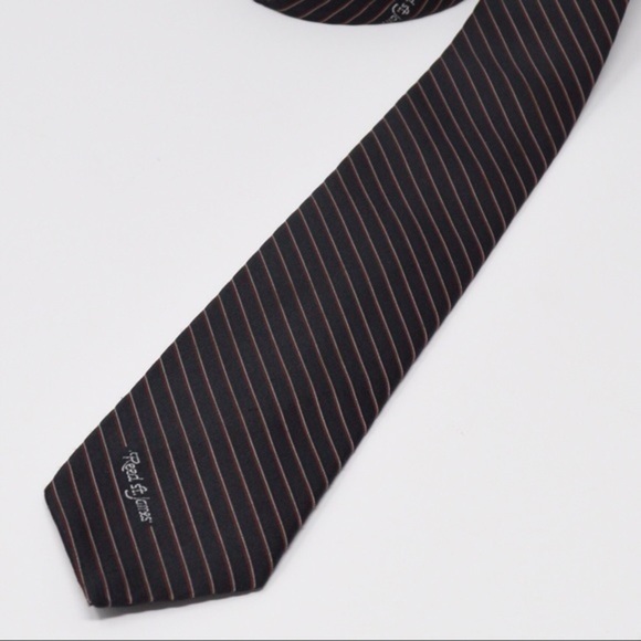 Reed St James Tie Black Red Silver Diagonal Pinstripe Classic Width - Picture 4 of 5